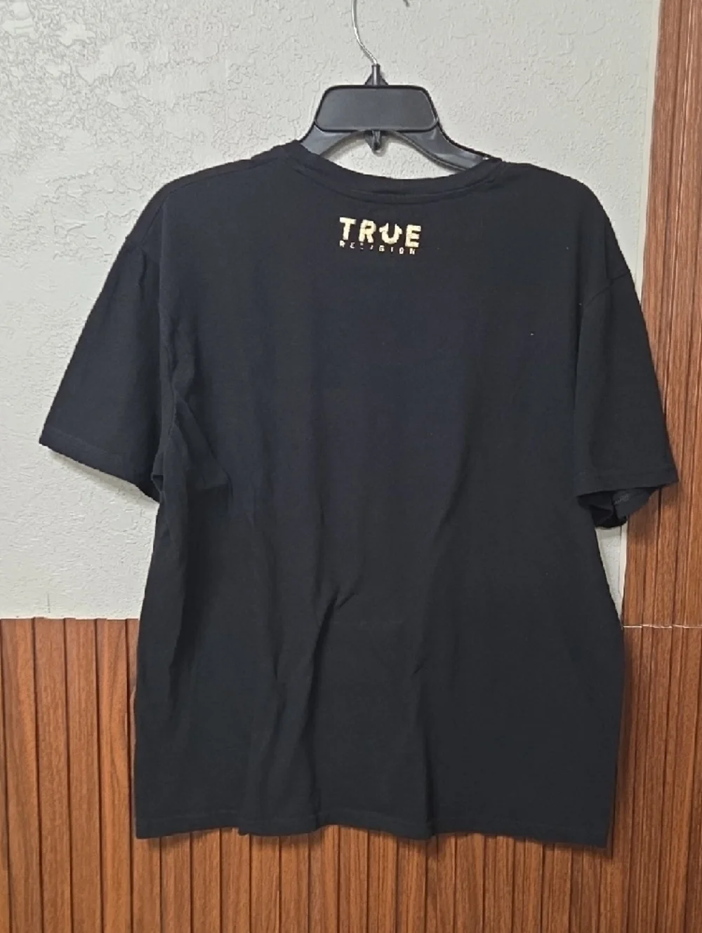 True Religion Black Short-Sleeve Crewneck Tee with Gold Logo